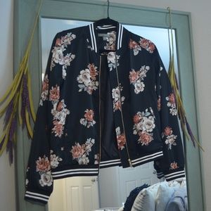 Floral Satin Bomber Jacket
